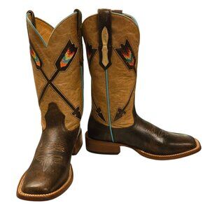 Johnny Ringo Western Cowboy Boots Ladies 5 B Southwestern Arrow Brown Leather